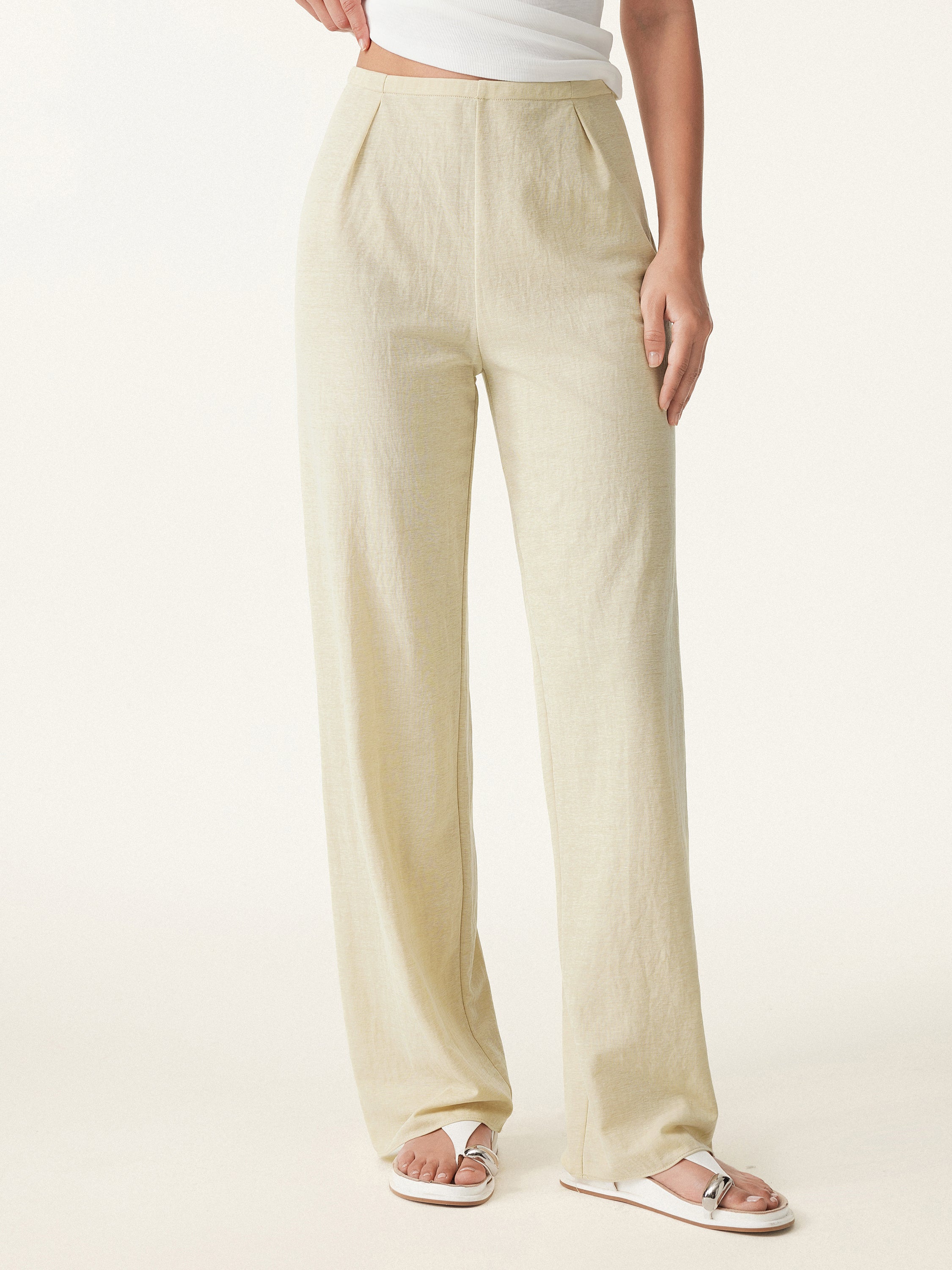 Breathable Cotton-linen Mid Rise Straight Leg Pant - Image 8