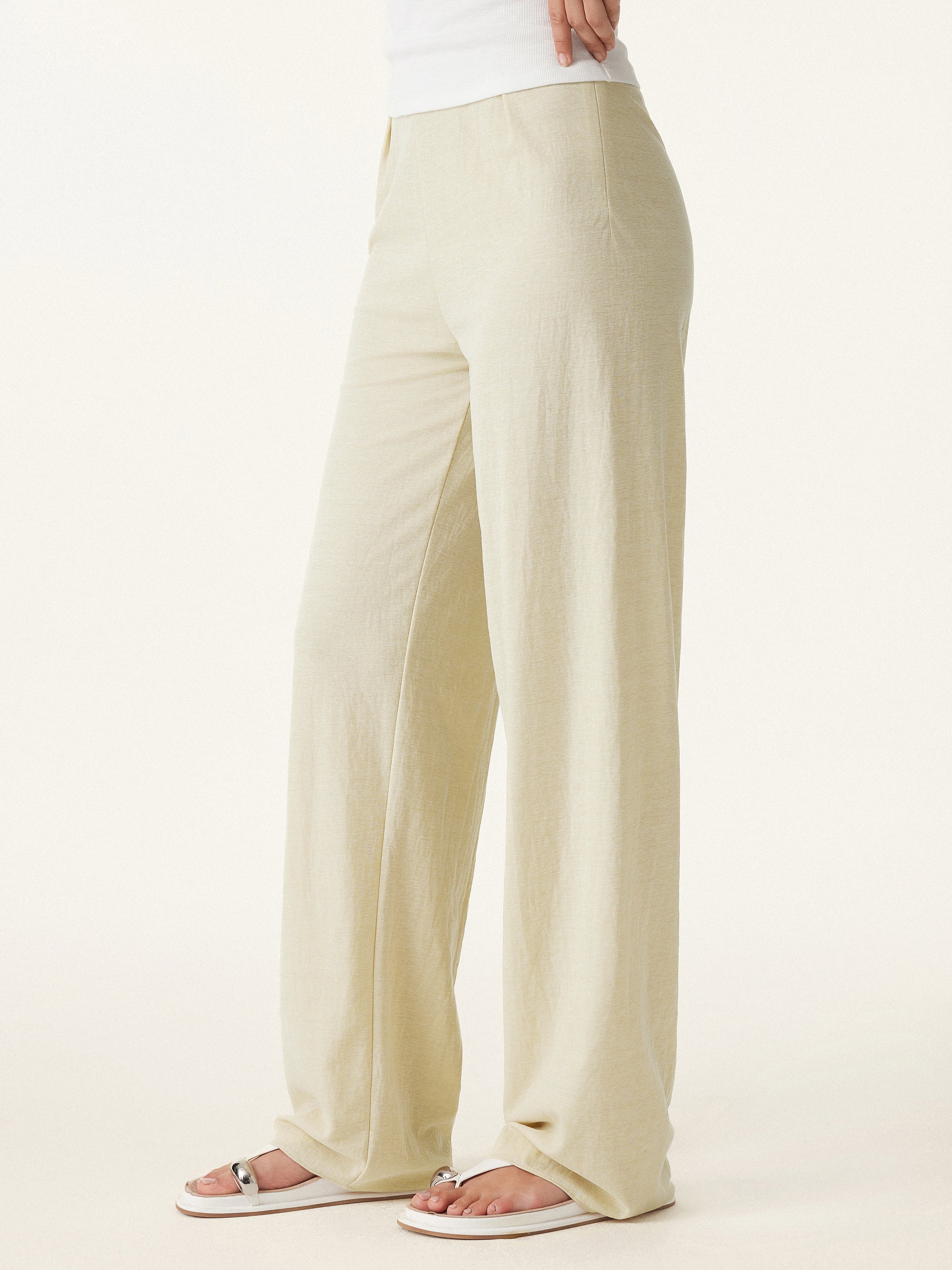 Breathable Cotton-linen Mid Rise Straight Leg Pant - Image 13