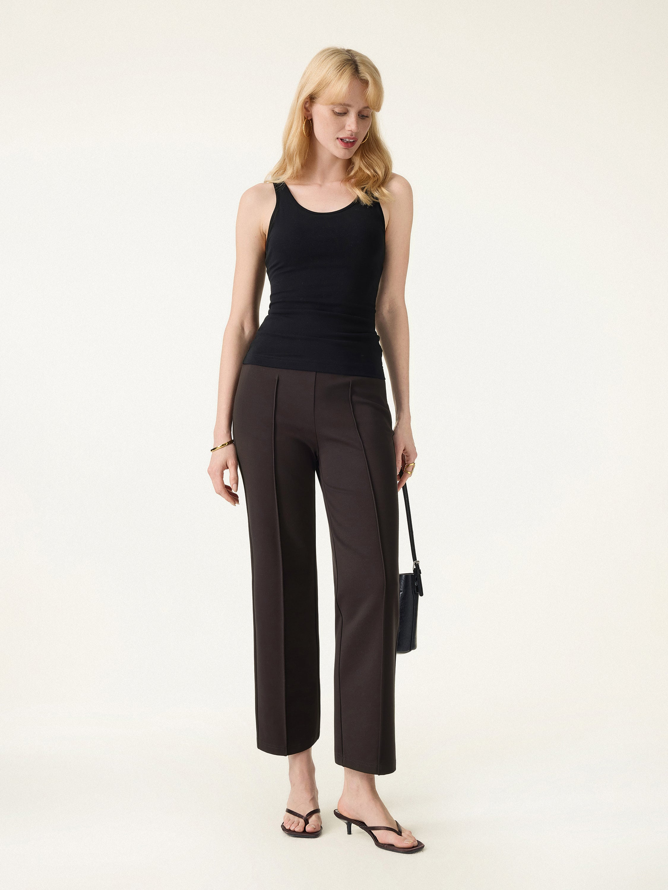 Wrinkle-Resistant High Rise Cropped Flare Leg Travel Pant - Image 3