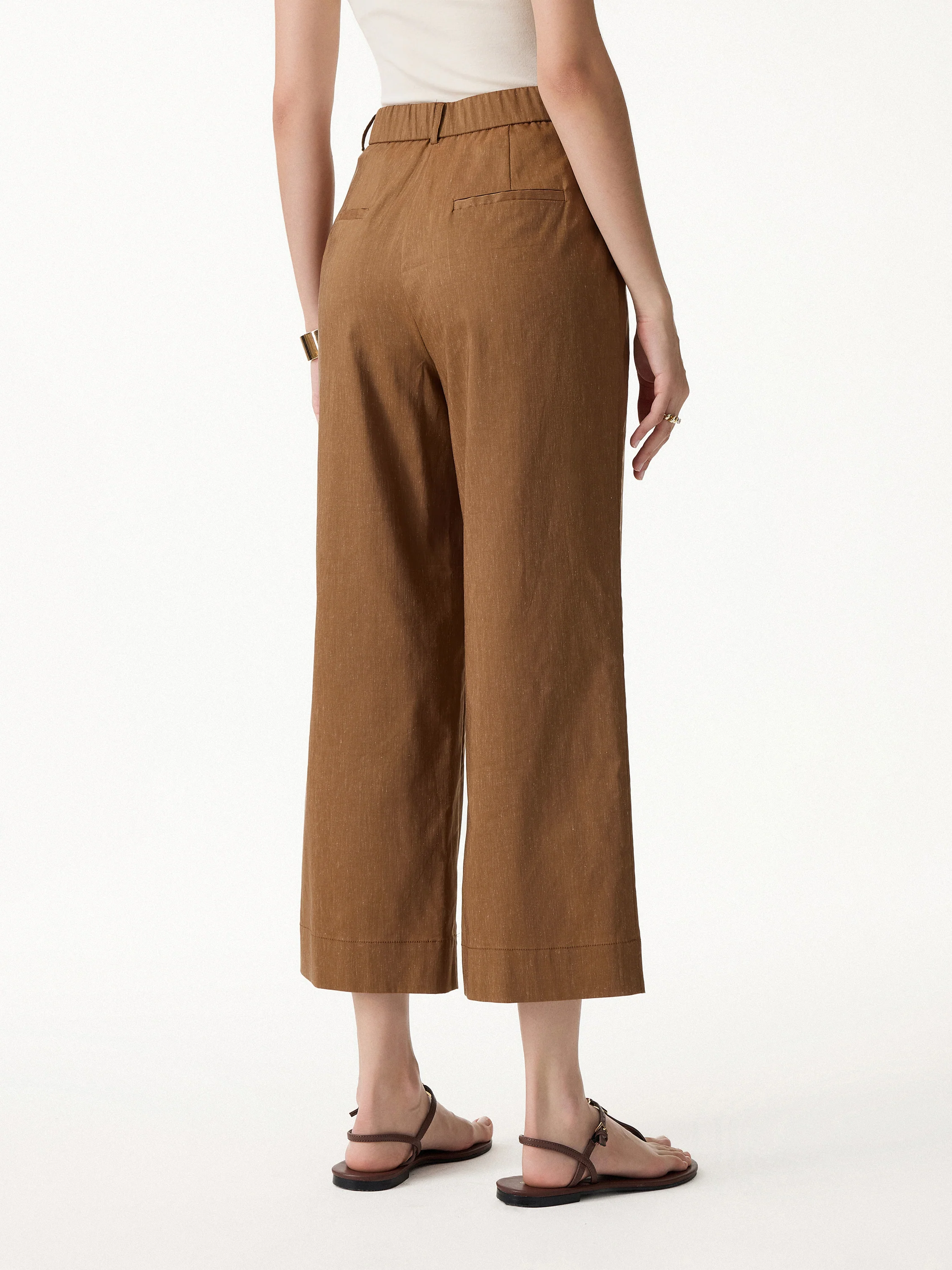 Linen Cropped Wide Leg Pants - Image 6