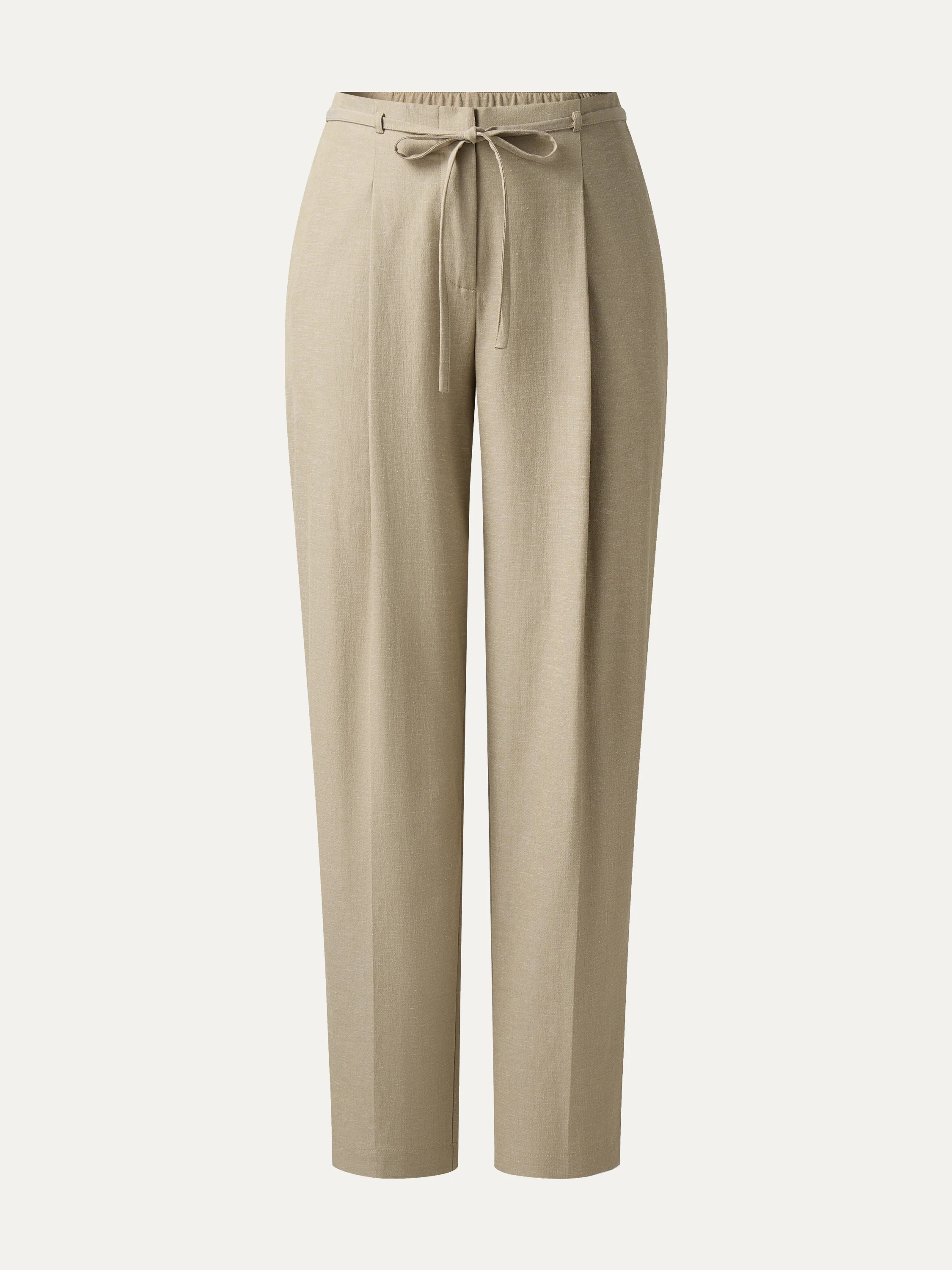 Wrinkle-Resistant Linen-Like Cropped Tapered Leg Pants with Pockets - Image 12