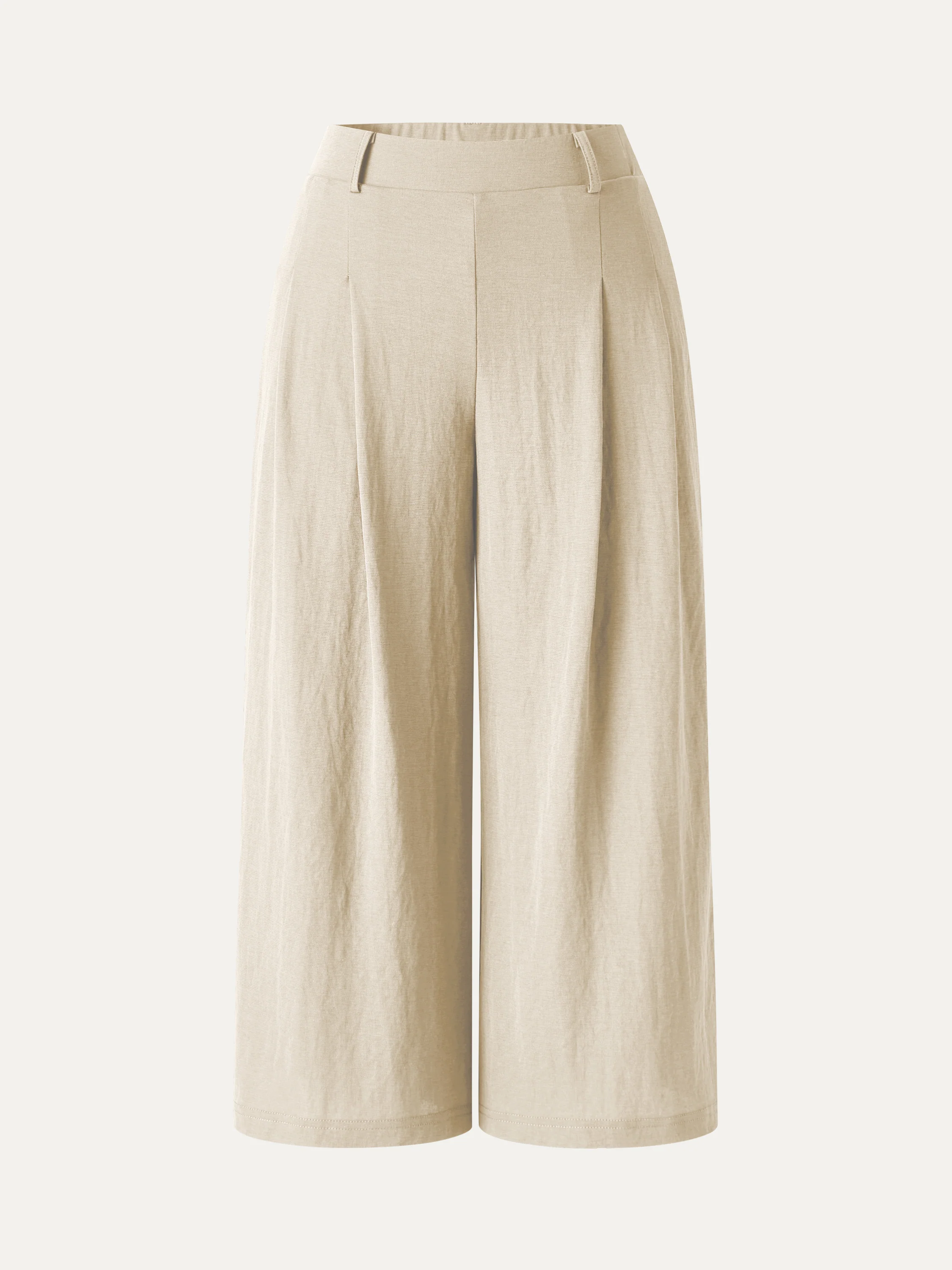 Wrinkle-Resistant Linen-Like Cropped Wide Leg Pants - Image 8