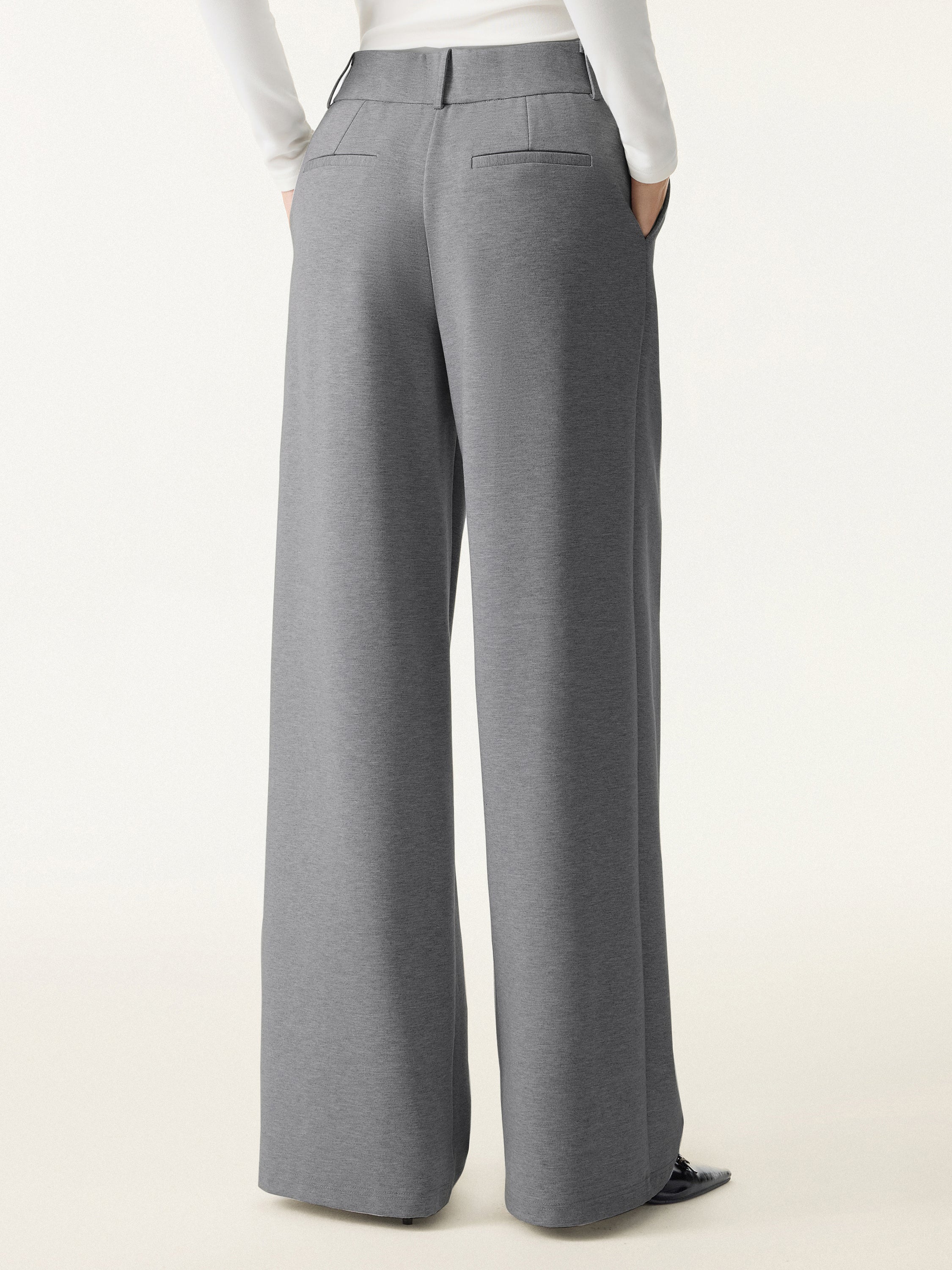 Wrinkle-Resistant Stretchy High Rise Wide Leg Pant with Pockets - Image 7